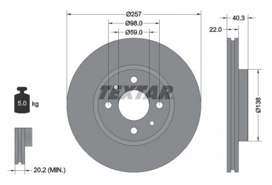 Remschijf 92069603 Textar