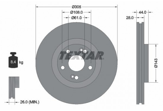 Remschijf 92112300 Textar