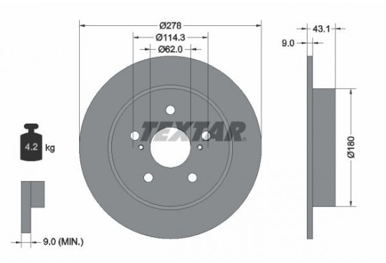 Remschijf 92222300 Textar