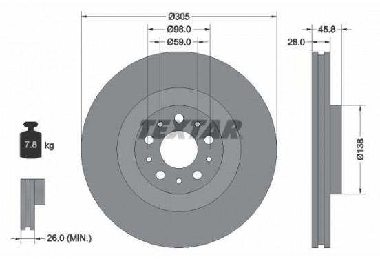 Remschijf 92237603 Textar
