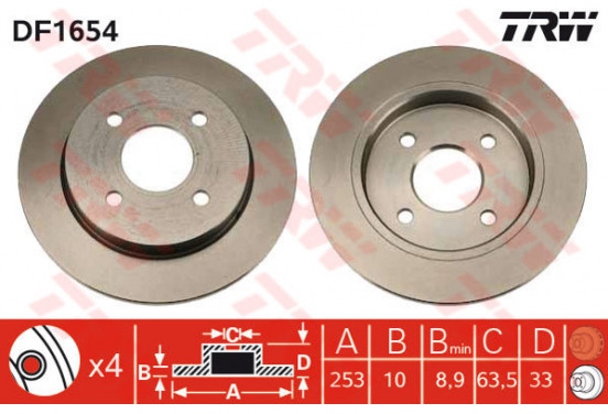 Remschijf achter DF1654 TRW