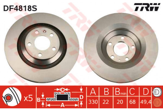 Remschijf achter DF4818S TRW