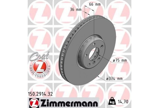 Remschijf Formula F 150.2914.32 Zimmermann