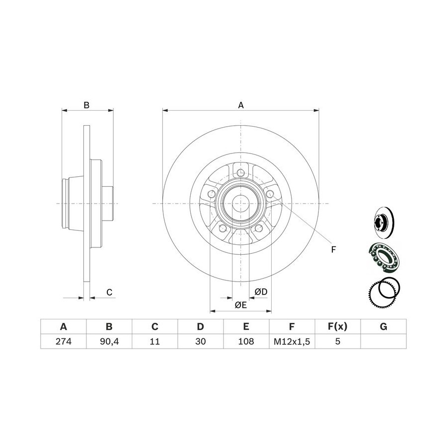 0 986 479 045 BOSCH BD1634 Remschijf 300x20mm, 5x120, Geventileerd voor