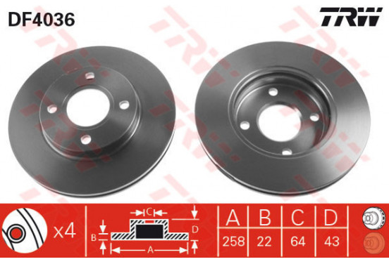 Remschijf voor DF4036 TRW