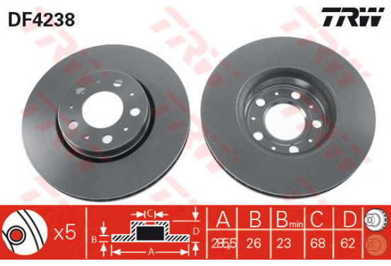 Remschijf voor DF4238 TRW