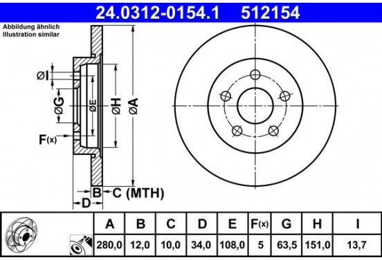 Powerdisc Remschijf 24.0312-0154.1 ATE