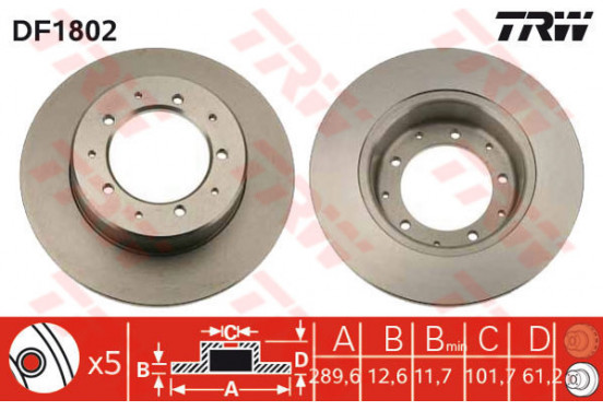 Remschijf achter DF1802 TRW