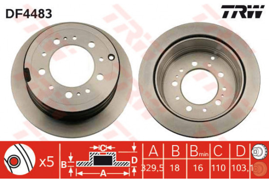Remschijf achter DF4483 TRW