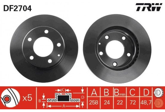 Remschijf voor DF2704 TRW