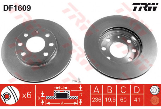 Remschijf voor DF1609 TRW