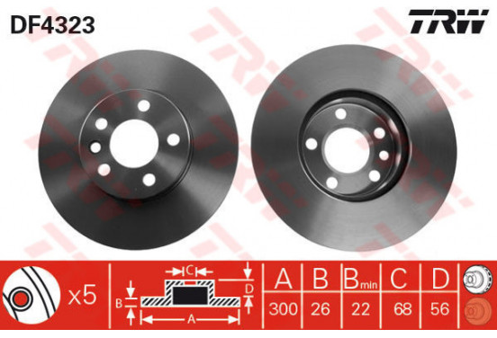 Remschijf DF4323 TRW