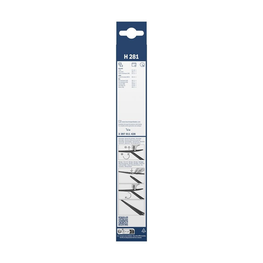 Bosch ruitenwisser achter H281- Lengte: 280 mm - wisserblad achter