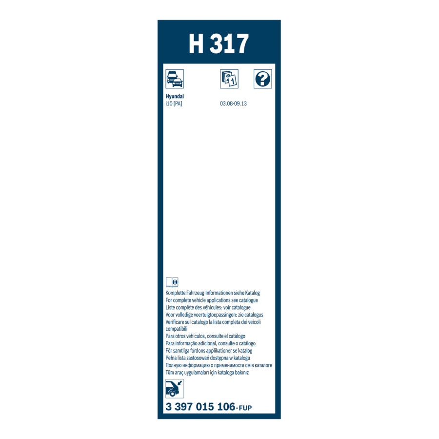 Bosch Achterwisser H317 – 300 Mm, 1 Stuk, Ruitenwisser Voor Achterruit Met Duurzame Wissertechnologie En Eenvoudige Montage