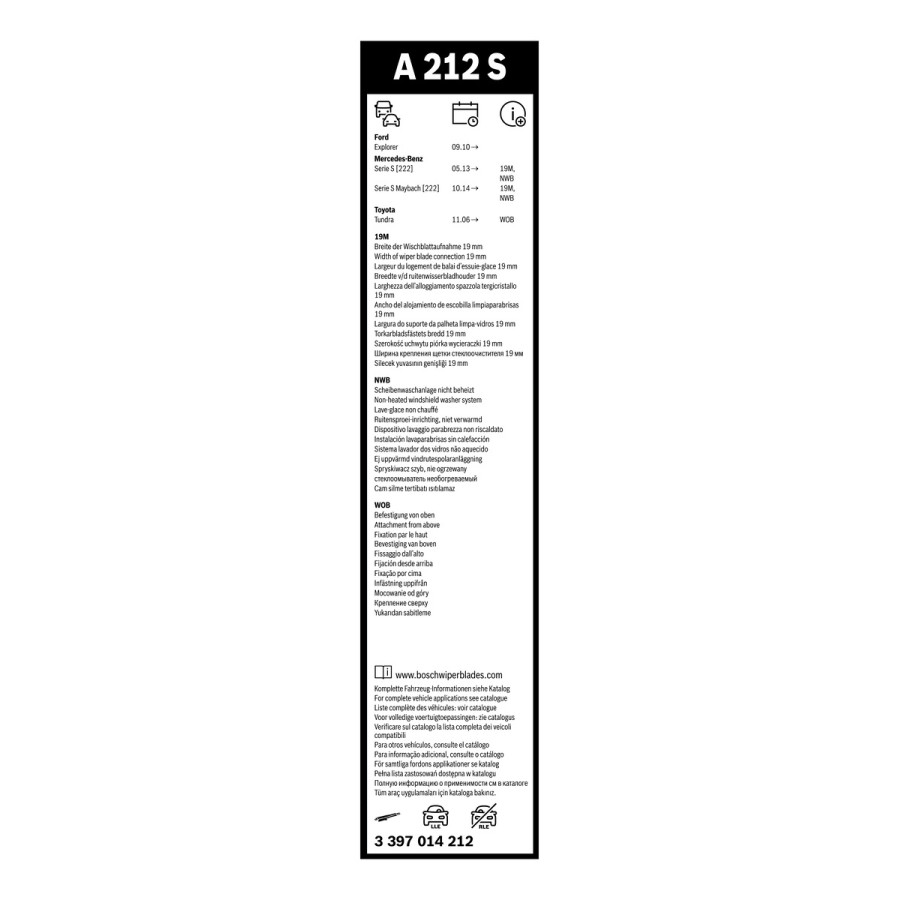 Bosch ruitenwissers Aerotwin A212S - Lengte: 650/550 mm - set wisserbladen voorzijde voor o.a. FORD USA, MERCEDES-BENZ, TOYOTA | - Ruitenwissers
