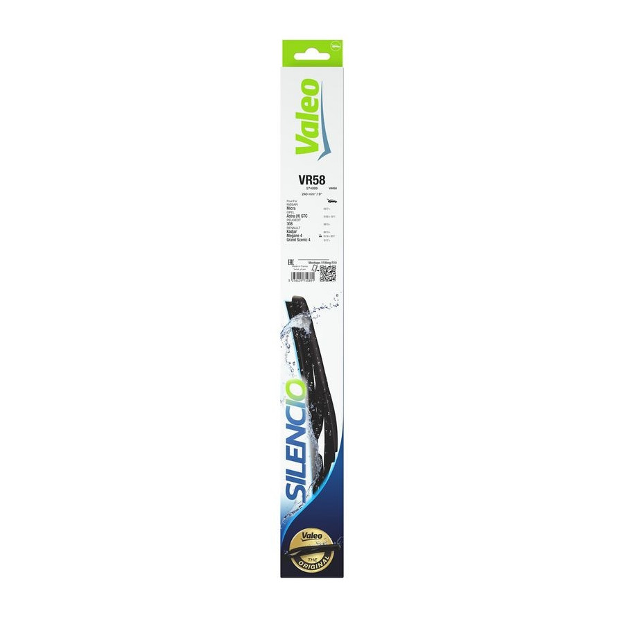 Valeo 574089 Ruitenwisserblad – Silencio Originele Kwaliteit, Met VisioRubber Technologie, Asymmetrische Spoiler, Eenvoudig Te Monteren, Voor Optimaal Zicht, Frans Product