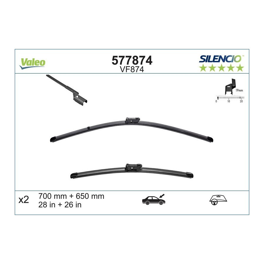 Valeo Silencio flatblade VF874 - Set Ruitenwissers