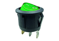 Vippströmbrytare grön på - av, 12V, 10A, 20mm, LED i blister