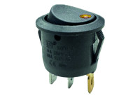 Vippströmbrytare gul på - av, 12V, 10A, 20mm, LED i blister