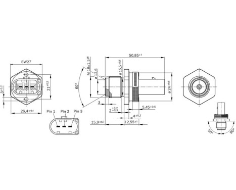 Sensor, bränsletryck CR/RDS4/1800/AKS Bosch, bild 8