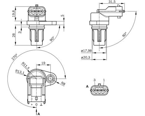 Sensor, kamaxelposition PG-3-8 Bosch, bild 6