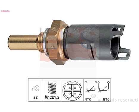 Sensor, kylmedietemperatur Made in Italy - OE Equivalent 1.830.274 EPS Facet