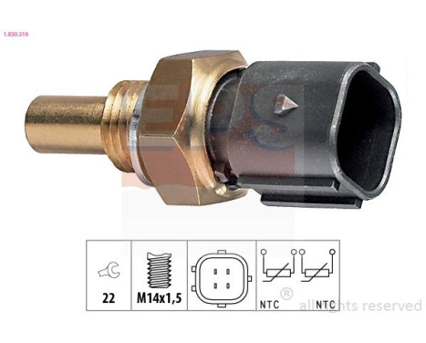 Sensor, kylmedietemperatur Made in Italy - OE Equivalent 1.830.316 EPS Facet