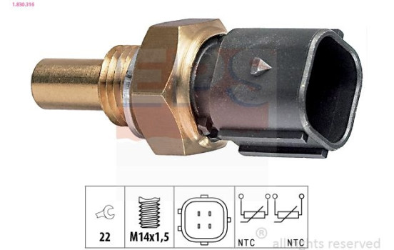 Sensor, kylmedietemperatur Made in Italy - OE Equivalent 1.830.316 EPS Facet