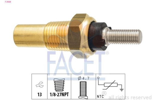 Sensor, kylmedietemperatur Made in Italy - OE Equivalent 7.3028 Facet