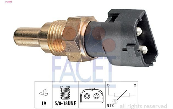 Sensor, kylmedietemperatur Made in Italy - OE Equivalent 7.3091 Facet