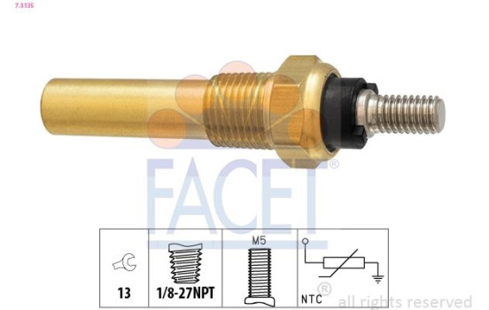 Sensor, kylmedietemperatur Made in Italy - OE Equivalent 7.3135 Facet