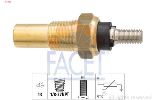 Sensor, kylmedietemperatur Made in Italy - OE Equivalent 7.3180 Facet