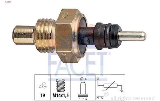 Sensor, kylmedietemperatur Made in Italy - OE Equivalent 7.3214 Facet