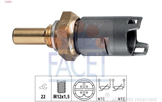 Sensor, kylmedietemperatur Made in Italy - OE Equivalent 7.3274 Facet