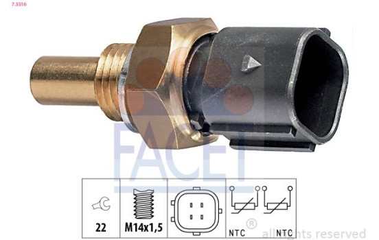 Sensor, kylmedietemperatur Made in Italy - OE Equivalent 7.3316 Facet