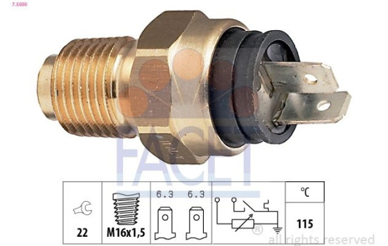 Sensor, kylmedietemperatur Made in Italy - OE Equivalent 7.3500 Facet