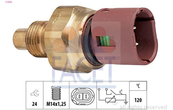 Sensor, kylmedietemperatur Made in Italy - OE Equivalent 7.3522 Facet