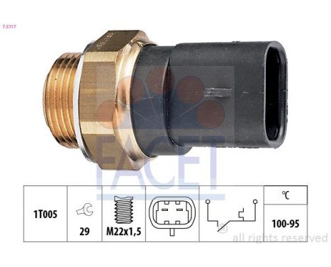 Termokontakt, kylarfläkt Made in Italy - OE Equivalent 7.5117 Facet