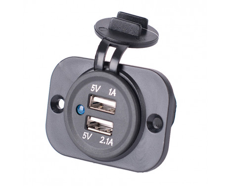 Inbyggd USB-adapter 2xUSB 5V-2,1A&1A/ingång 12V-24V