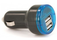 USB-adapter - 2 portar 5V-2.1A - 12/24V - svart/blå