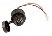 USB-adapter - 2 portar 5V 2.1A - flush - svart