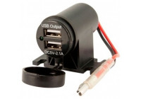USB-adapter - 2 portar 5V 2.1A - upp / källare - 12V - Svart