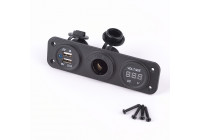 Caja de empotrar USB de lujo AutoStyle con marco 12/24 voltios 117 x 29 mm