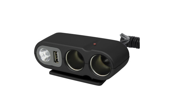 Regleta de 2 vías con USB y luz