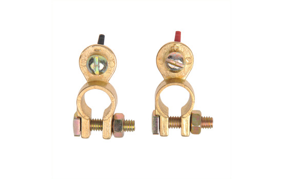 Juego de abrazaderas para terminales de batería (+) y (-) con tuerca de mariposa roja/negra, Imagen 2