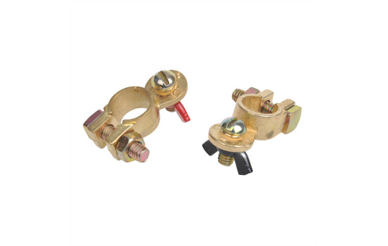 Juego de abrazaderas para terminales de batería (+) y (-) con tuerca de mariposa roja/negra, Imagen 4