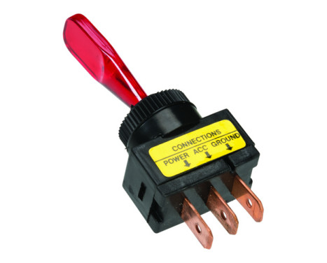 Interruptor de palanca rojo con bombilla on-off 12v, 20a 3 contactos de pestaña tamaño de instalación ø13mm