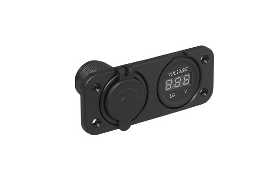Kit de empotrar: voltímetro 6-30 V + doble puerto USB (2 x 2100 mA), Imagen 2