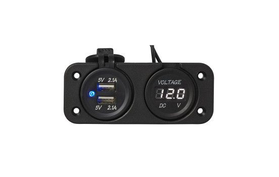 Kit de empotrar: voltímetro 6-30 V + doble puerto USB (2 x 2100 mA), Imagen 3