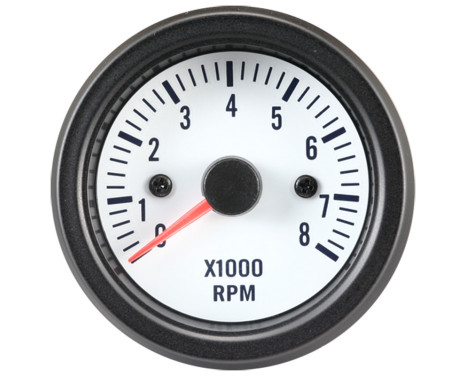 Performance Instrument White Tachometer> 8000rpm 2/3/4/5/6/8 cyl. 52mm, Image 2